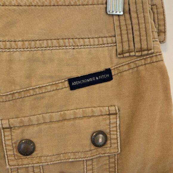 Abercrombie & Fitch Vintage Y2K Tan Corduroy Mini Micro Skirt 0 Low Rise Preppy - Picture 3 of 6